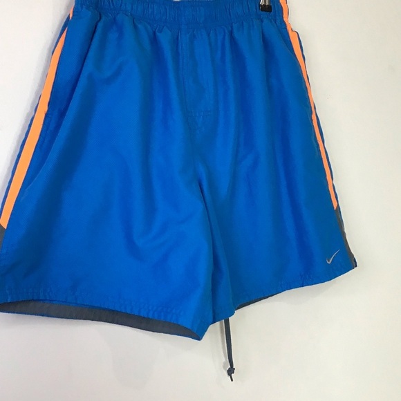 Nike Men's Blue and Orange Athletic Swim Trunks Board Shorts Beach Vacation Lg - Picture 4 of 11
